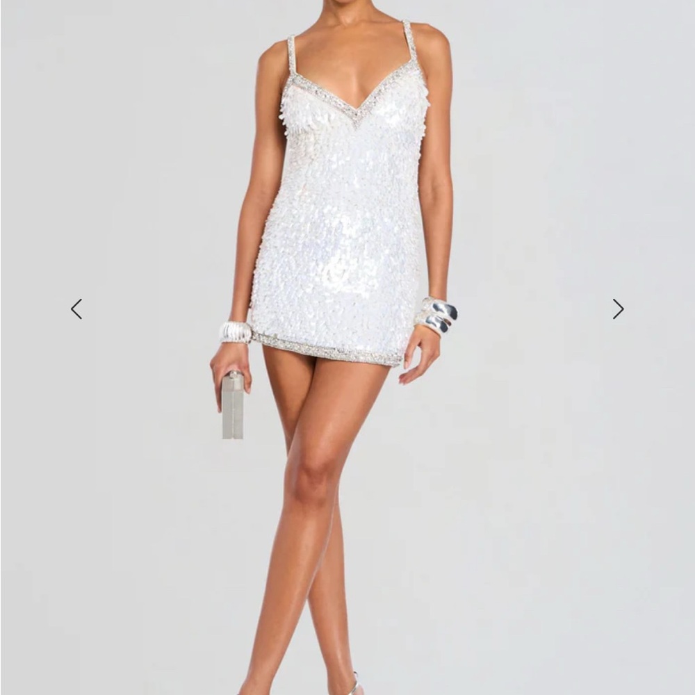 Retrofete White Sequin Bodycon Mini Dress